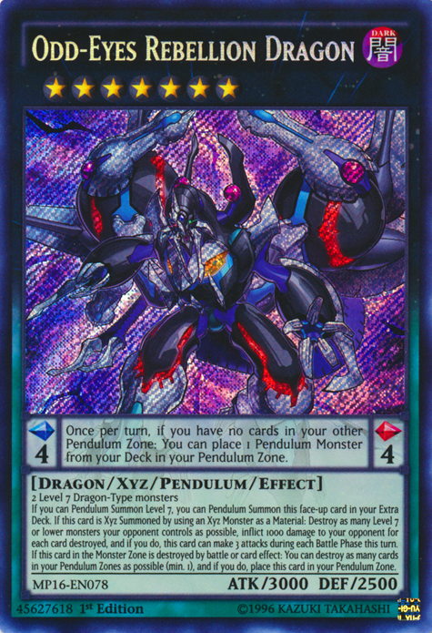 Odd-Eyes Rebellion Dragon [MP16-EN078] Secret Rare | Kessel Run Games Inc. 