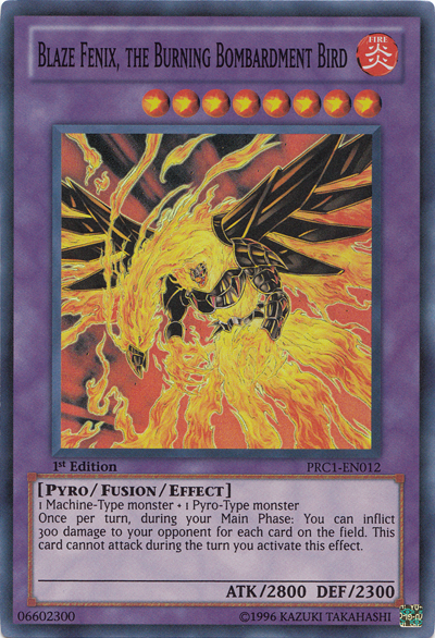 Blaze Fenix, the Burning Bombardment Bird [PRC1-EN012] Super Rare | Kessel Run Games Inc. 