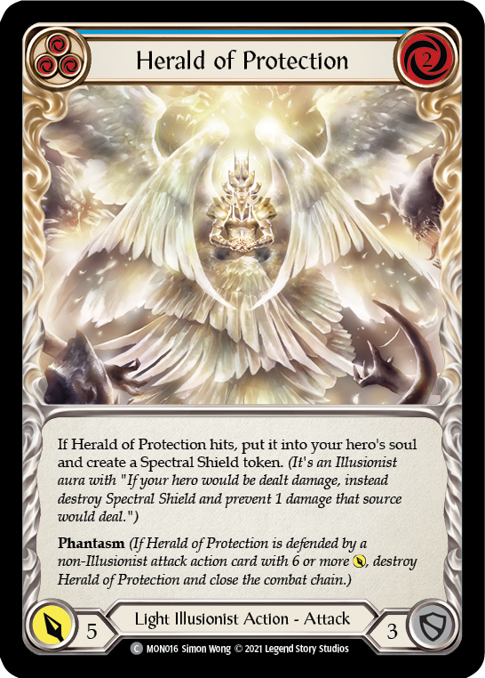 Herald of Protection (Blue) [MON016] (Monarch)  1st Edition Normal | Kessel Run Games Inc. 