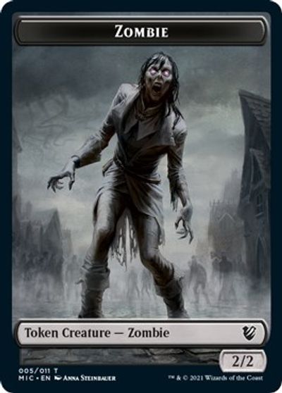 Zombie // Zombie Double-Sided Token (005 MIC/005 MID) [Innistrad: Midnight Hunt Commander Tokens] | Kessel Run Games Inc. 