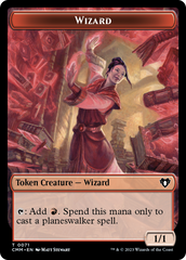 Chandra, Torch of Defiance Emblem // Wizard Double-Sided Token [Commander Masters Tokens] | Kessel Run Games Inc. 