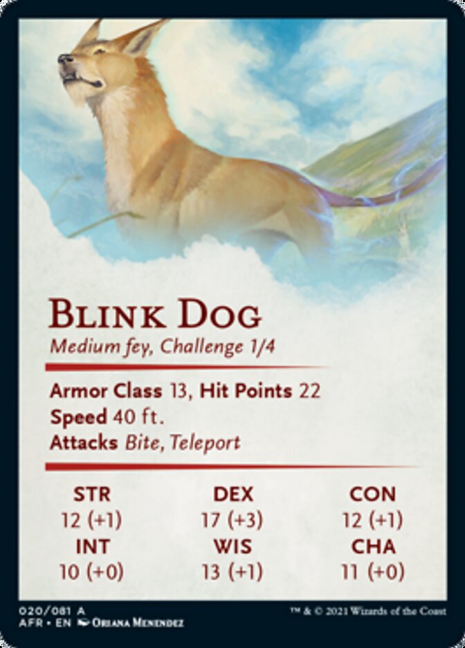 Blink Dog Art Card [Dungeons & Dragons: Adventures in the Forgotten Realms Art Series] | Kessel Run Games Inc. 