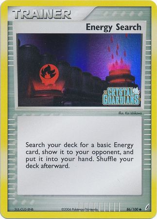 Energy Search (86/100) (Stamped) [EX: Crystal Guardians] | Kessel Run Games Inc. 