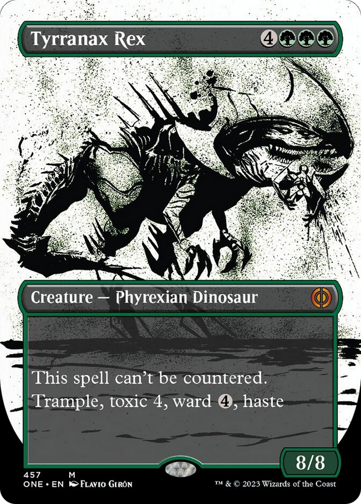 Tyrranax Rex (Borderless Ichor Step-and-Compleat Foil) [Phyrexia: All Will Be One] | Kessel Run Games Inc. 