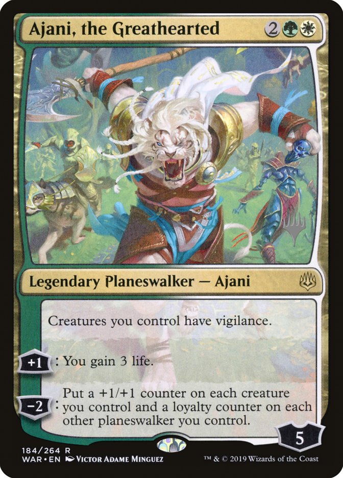 Ajani, the Greathearted (Promo Pack) [War of the Spark Promos] | Kessel Run Games Inc. 