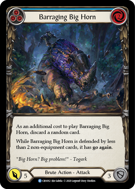 Barraging Big Horn (Blue) [CRU012] (Crucible of War)  1st Edition Rainbow Foil | Kessel Run Games Inc. 