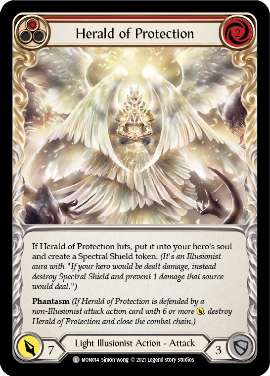Herald of Protection (Red) [MON014-RF] (Monarch)  1st Edition Rainbow Foil | Kessel Run Games Inc. 