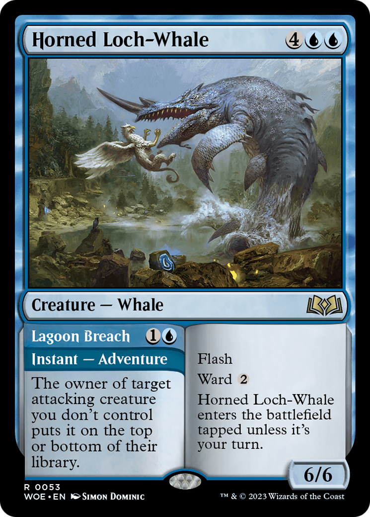 Horned Loch-Whale // Lagoon Breach [Wilds of Eldraine] | Kessel Run Games Inc. 