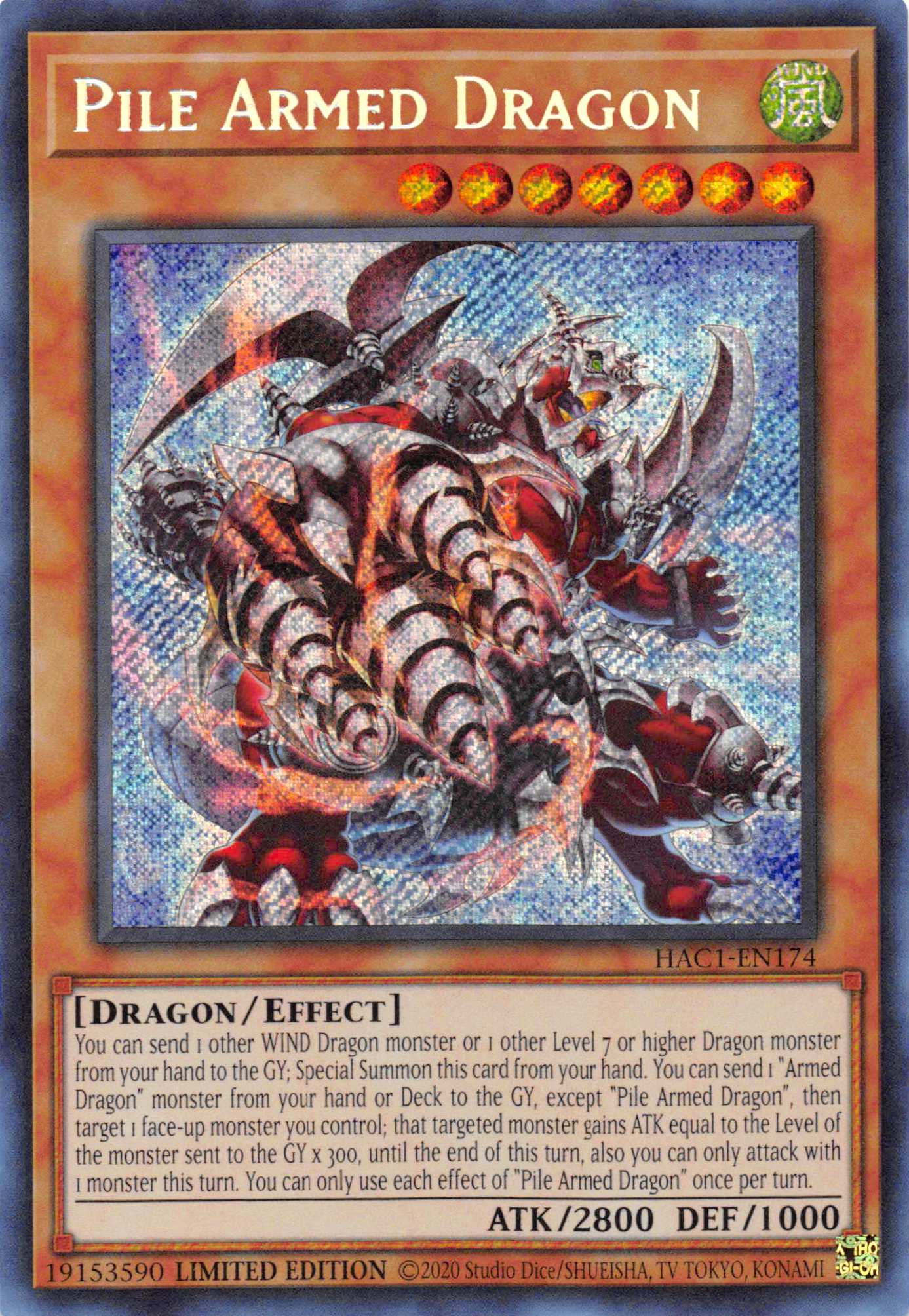 Pile Armed Dragon [HAC1-EN174] Secret Rare | Kessel Run Games Inc. 