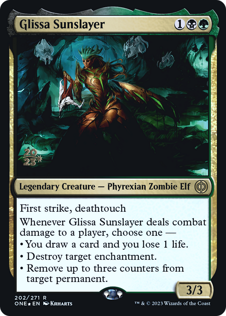 Glissa Sunslayer [Phyrexia: All Will Be One Prerelease Promos] | Kessel Run Games Inc. 