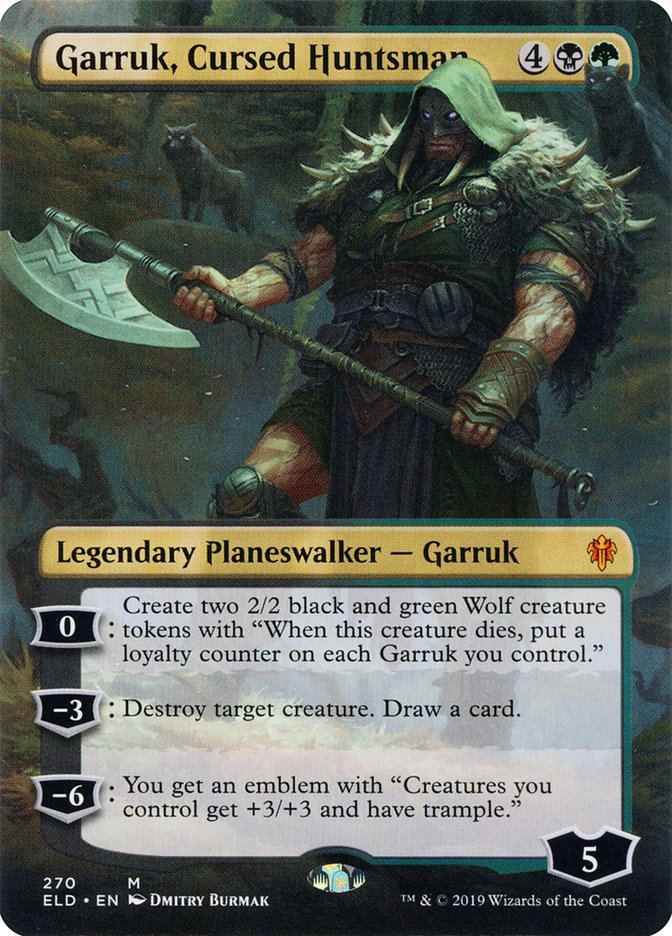 Garruk, Cursed Huntsman (Borderless) [Throne of Eldraine] | Kessel Run Games Inc. 