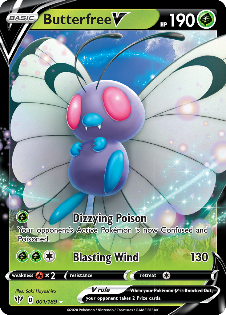 Butterfree V (001/189) [Sword & Shield: Darkness Ablaze] | Kessel Run Games Inc. 