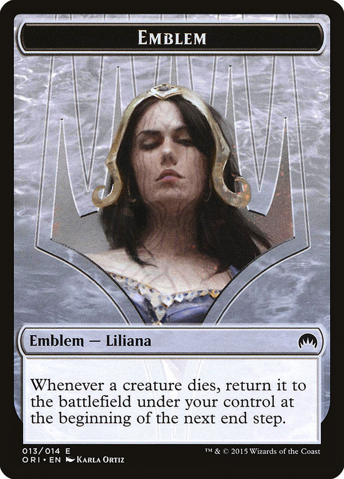 Liliana, Defiant Necromancer Emblem [Magic Origins Tokens] | Kessel Run Games Inc. 