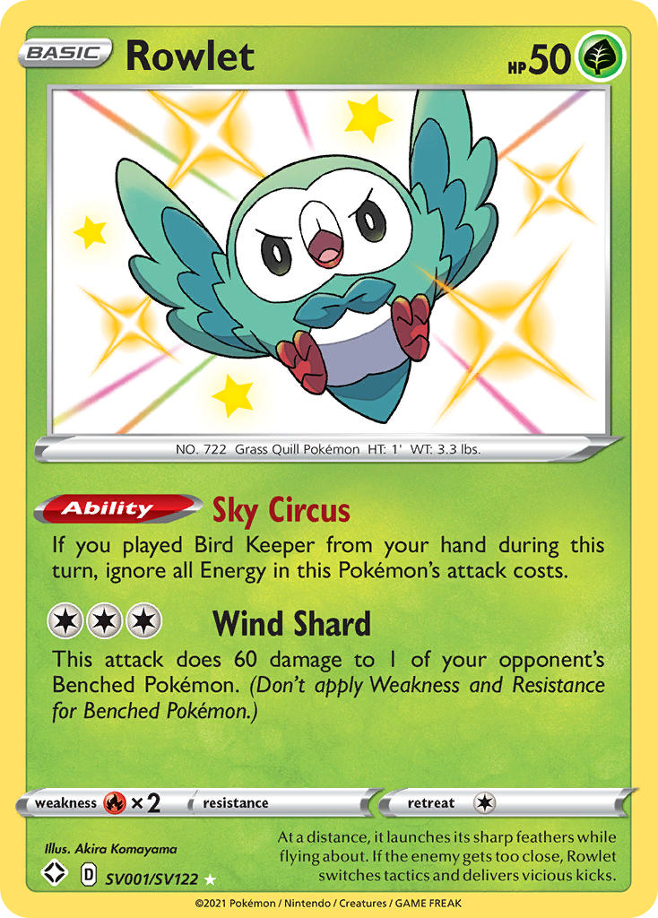 Rowlet (SV001/SV122) [Sword & Shield: Shining Fates] | Kessel Run Games Inc. 