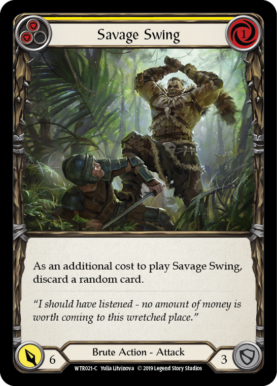 Savage Swing (Yellow) [WTR021-C] (Welcome to Rathe)  Alpha Print Rainbow Foil | Kessel Run Games Inc. 