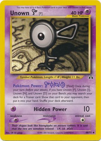 Unown [F] (48/75) [Neo Discovery Unlimited] | Kessel Run Games Inc. 