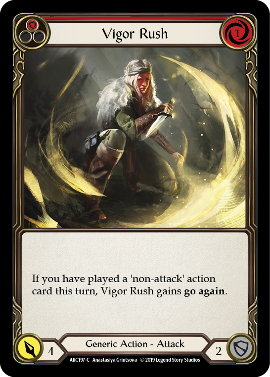 Vigor Rush (Red) [ARC197-C] (Arcane Rising)  1st Edition Rainbow Foil | Kessel Run Games Inc. 