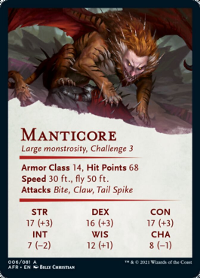 Manticore Art Card [Dungeons & Dragons: Adventures in the Forgotten Realms Art Series] | Kessel Run Games Inc. 