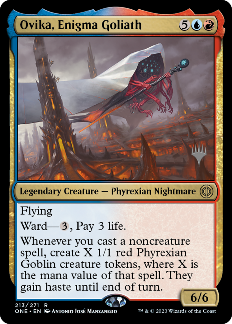 Ovika, Enigma Goliath (Promo Pack) [Phyrexia: All Will Be One Promos] | Kessel Run Games Inc. 