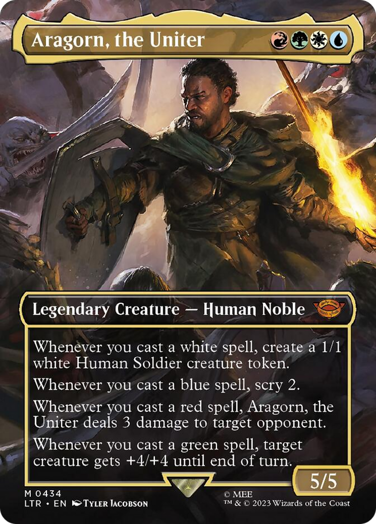 Aragorn, the Uniter (Borderless Alternate Art) [The Lord of the Rings: Tales of Middle-Earth] | Kessel Run Games Inc. 