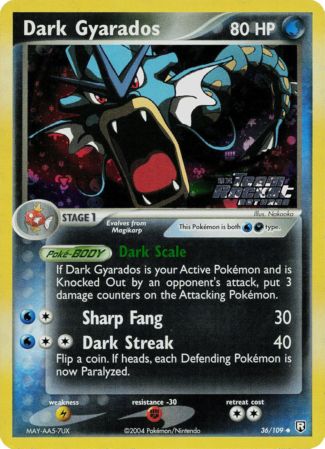 Dark Gyarados (36/109) (Stamped) [EX: Team Rocket Returns] | Kessel Run Games Inc. 