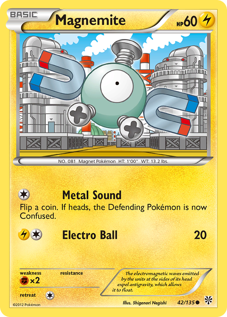 Magnemite (42/135) [Black & White: Plasma Storm] | Kessel Run Games Inc. 