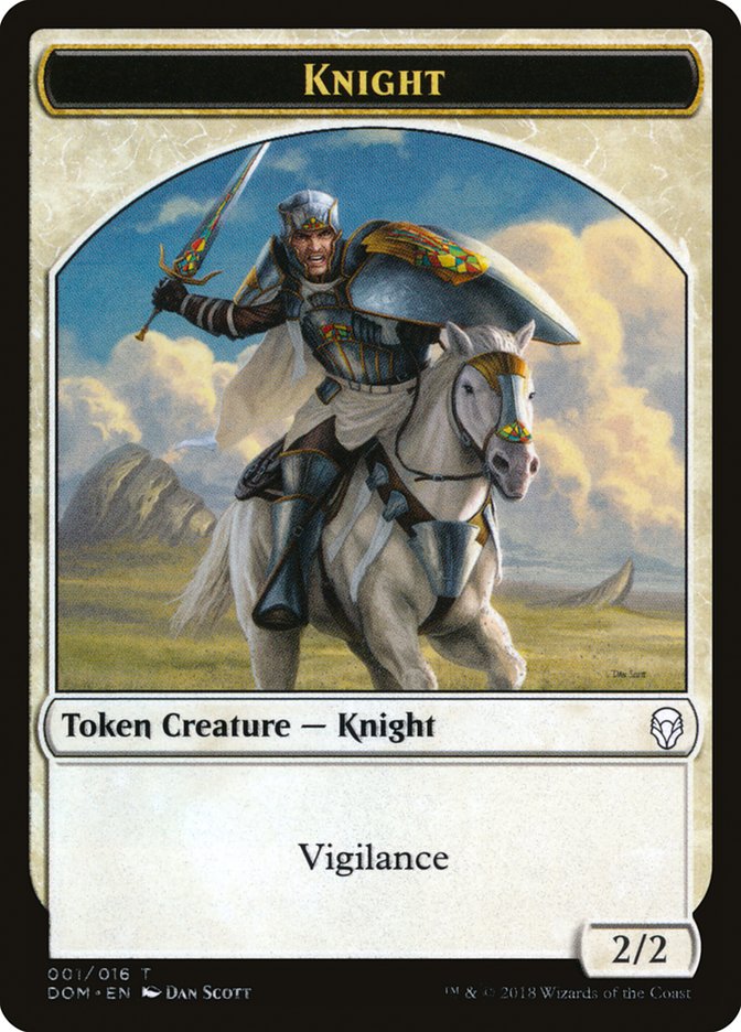 Knight Token (001/016) [Dominaria Tokens] | Kessel Run Games Inc. 