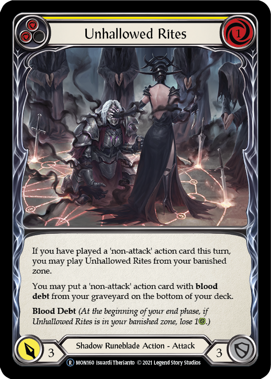 Unhallowed Rites (Yellow) [U-MON160-RF] (Monarch Unlimited)  Unlimited Rainbow Foil | Kessel Run Games Inc. 