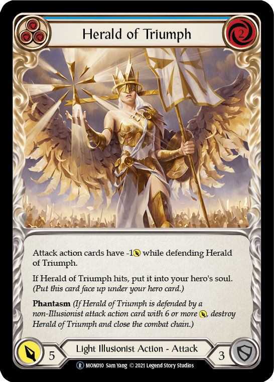 Herald of Triumph (Blue) [U-MON010-RF] (Monarch Unlimited)  Unlimited Rainbow Foil | Kessel Run Games Inc. 