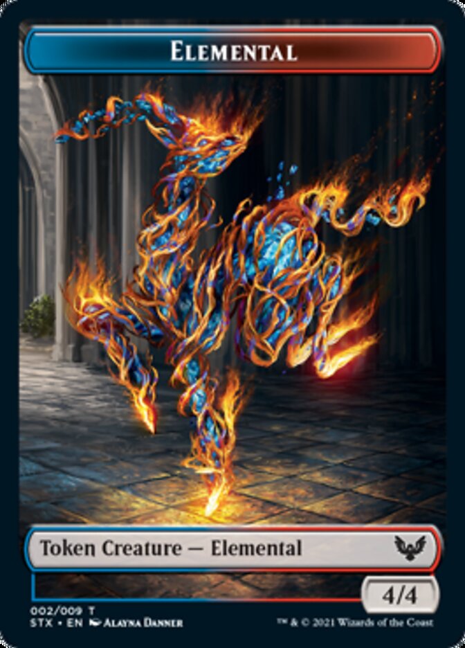Elemental // Rowan, Scholar of Sparks Emblem Double-Sided Token [Strixhaven: School of Mages Tokens] | Kessel Run Games Inc. 