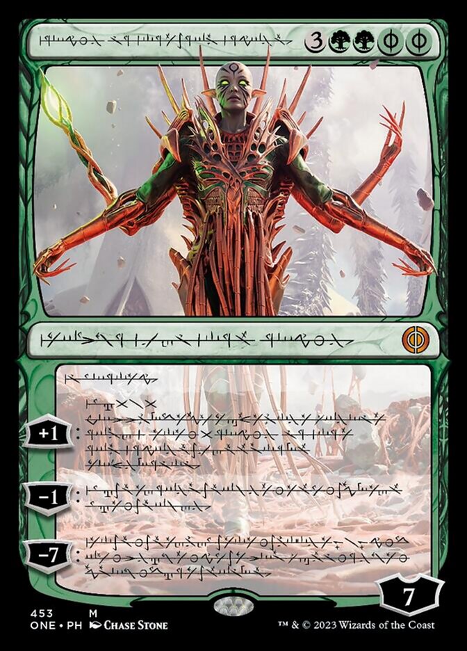 Nissa, Ascended Animist (Phyrexian Step-and-Compleat Foil) [Phyrexia: All Will Be One] | Kessel Run Games Inc. 