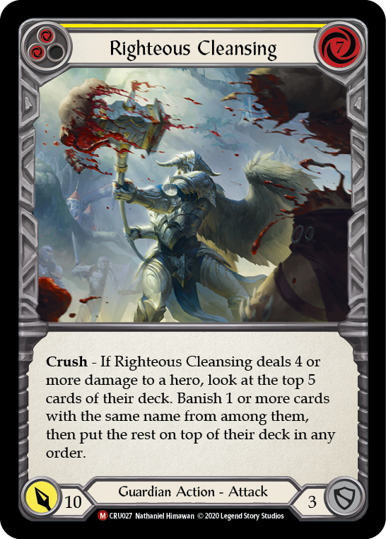 Righteous Cleansing [CRU027] (Crucible of War)  1st Edition Normal | Kessel Run Games Inc. 