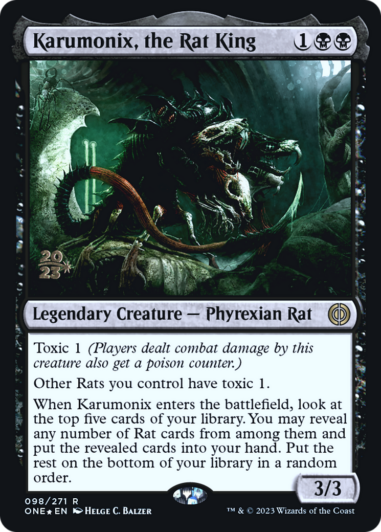 Karumonix, the Rat King [Phyrexia: All Will Be One Prerelease Promos] | Kessel Run Games Inc. 