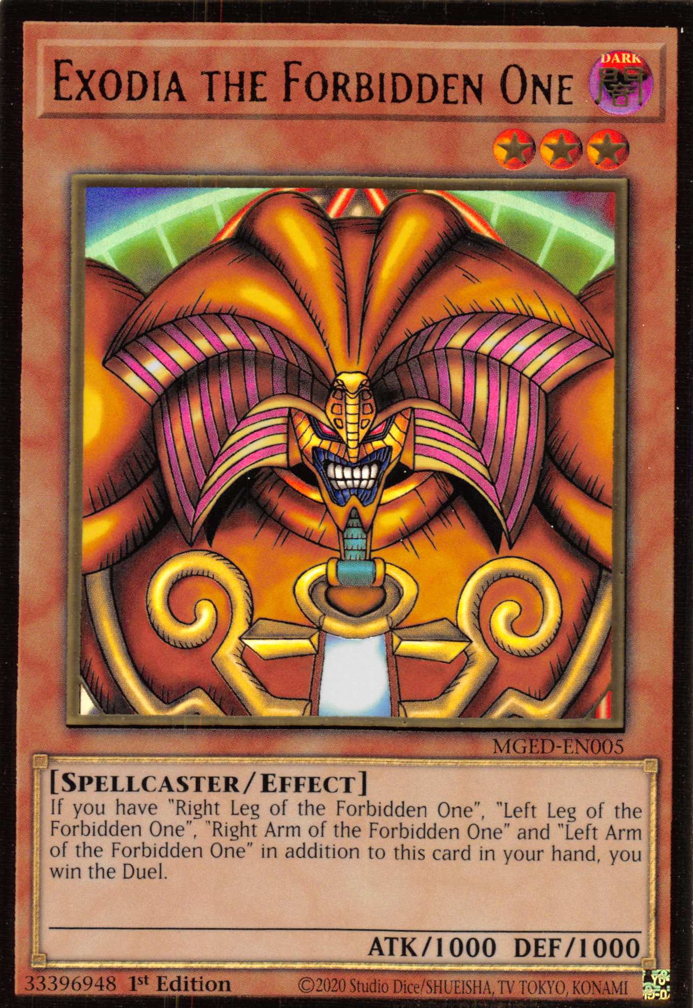 Exodia the Forbidden One [MGED-EN005] Gold Rare | Kessel Run Games Inc. 