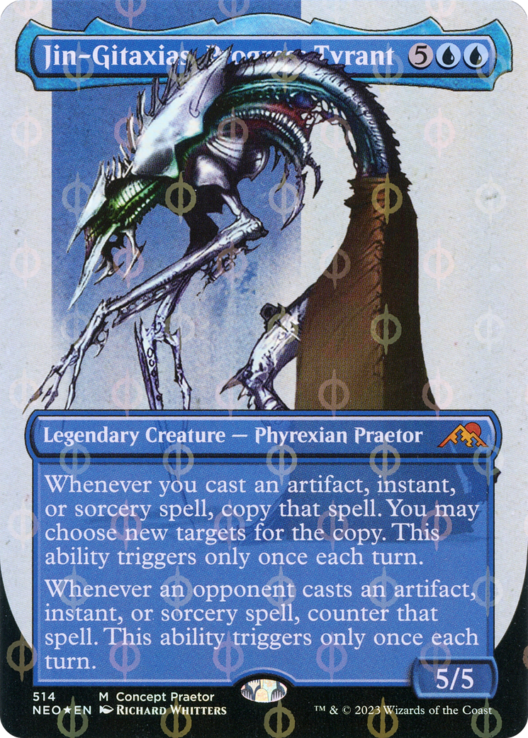 Jin-Gitaxias, Progress Tyrant (Borderless Concept Praetors Step-and-Compleat Foil) [Phyrexia: All Will Be One] | Kessel Run Games Inc. 