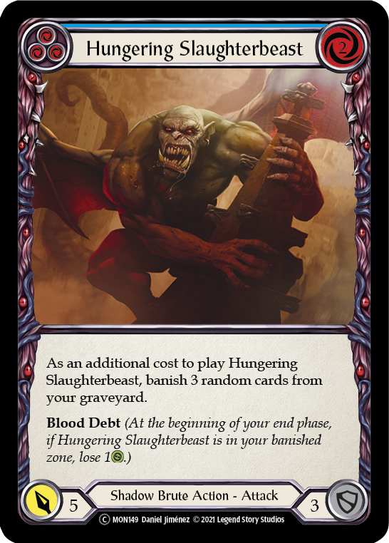 Hungering Slaughterbeast (Blue) [U-MON149-RF] (Monarch Unlimited)  Unlimited Rainbow Foil | Kessel Run Games Inc. 