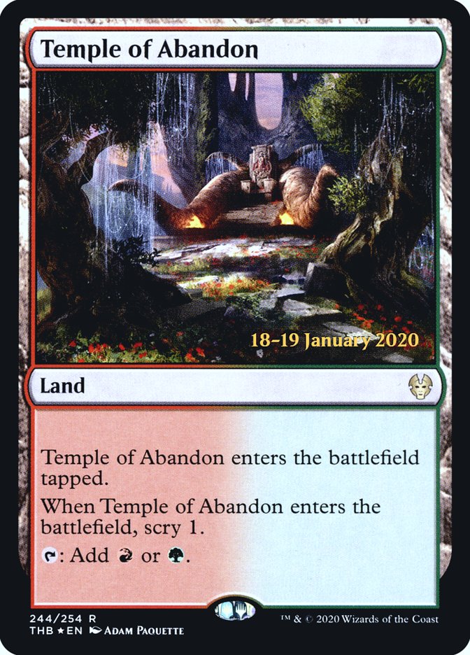 Temple of Abandon [Theros Beyond Death Prerelease Promos] | Kessel Run Games Inc. 