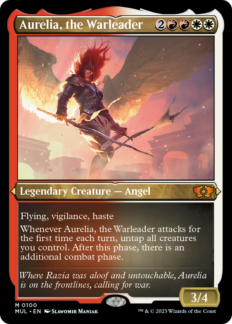 Aurelia, the Warleader (Foil Etched) [Multiverse Legends] | Kessel Run Games Inc. 