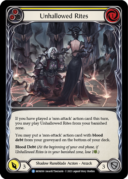 Unhallowed Rites (Yellow) [MON160-RF] (Monarch)  1st Edition Rainbow Foil | Kessel Run Games Inc. 