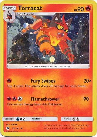 Torracat (25/149) (Cosmos Holo) [Sun & Moon: Base Set] | Kessel Run Games Inc. 