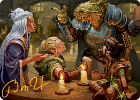 You Meet in a Tavern Art Card (Gold-Stamped Signature) [Dungeons & Dragons: Adventures in the Forgotten Realms Art Series] | Kessel Run Games Inc. 