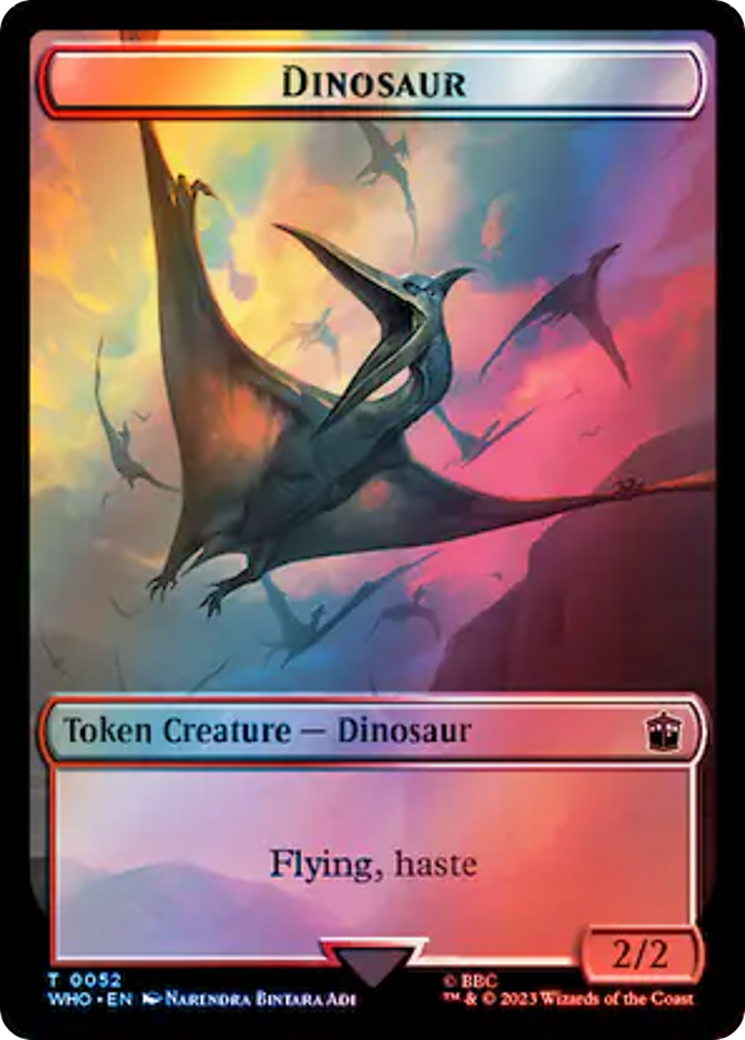 Soldier // Dinosaur Double-Sided Token (Surge Foil) [Doctor Who Tokens] | Kessel Run Games Inc. 