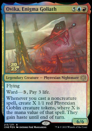 Ovika, Enigma Goliath [Phyrexia: All Will Be One Prerelease Promos] | Kessel Run Games Inc. 