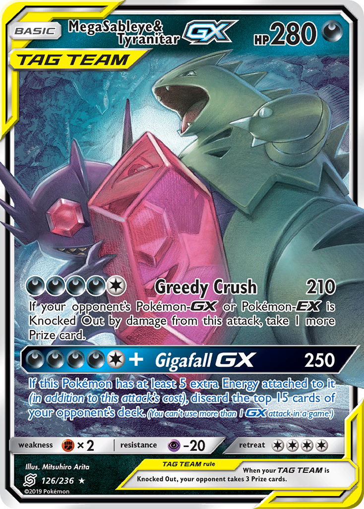 Mega Sableye & Tyranitar GX (126/236) [Sun & Moon: Unified Minds] | Kessel Run Games Inc. 