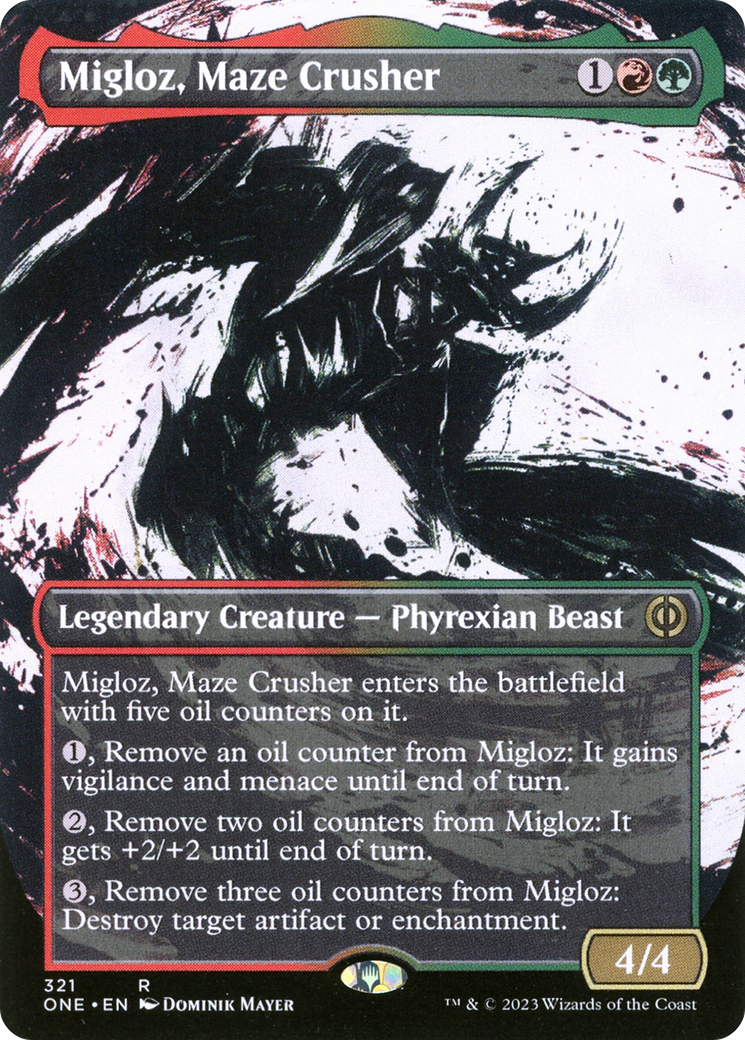 Migloz, Maze Crusher (Borderless Ichor) [Phyrexia: All Will Be One] | Kessel Run Games Inc. 