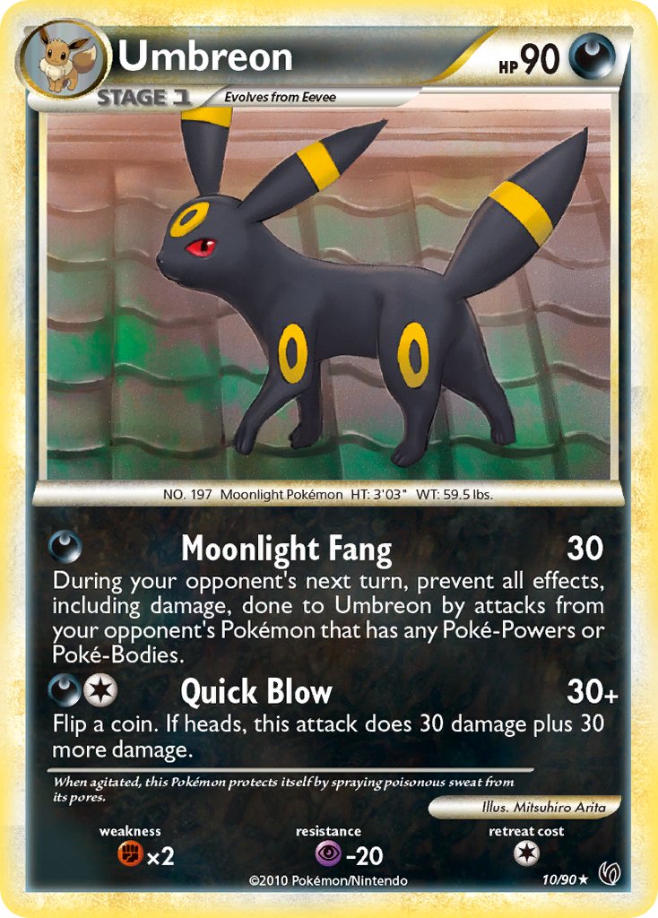 Umbreon (10/90) (Cracked Ice Holo) (Theme Deck Exclusive) [HeartGold & SoulSilver: Undaunted] | Kessel Run Games Inc. 