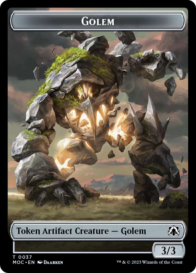 Golem // Blood Double-Sided Token [March of the Machine Commander Tokens] | Kessel Run Games Inc. 