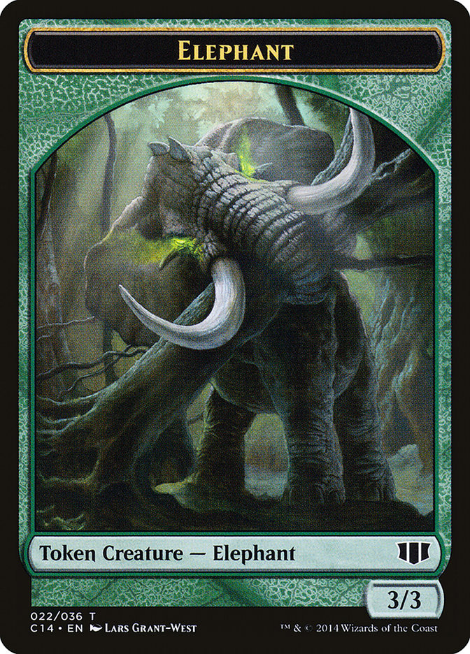 Elephant // Elf Warrior Double-Sided Token [Commander 2014 Tokens] | Kessel Run Games Inc. 