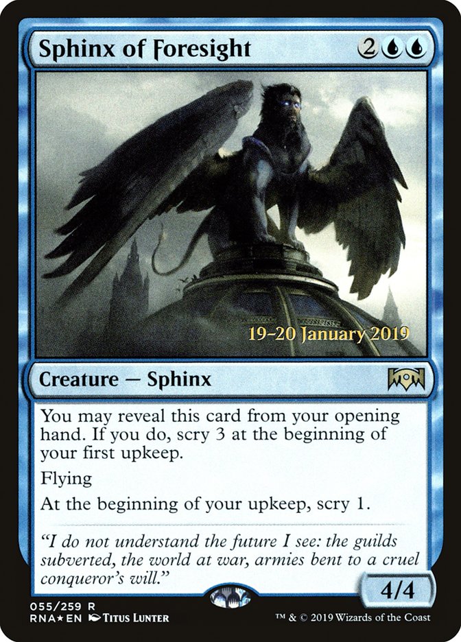 Sphinx of Foresight [Ravnica Allegiance Prerelease Promos] | Kessel Run Games Inc. 