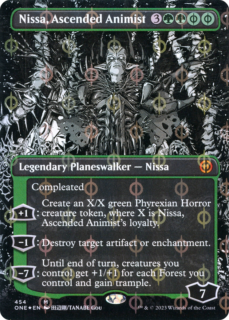 Nissa, Ascended Animist (Borderless Manga Step-and-Compleat Foil) [Phyrexia: All Will Be One] | Kessel Run Games Inc. 